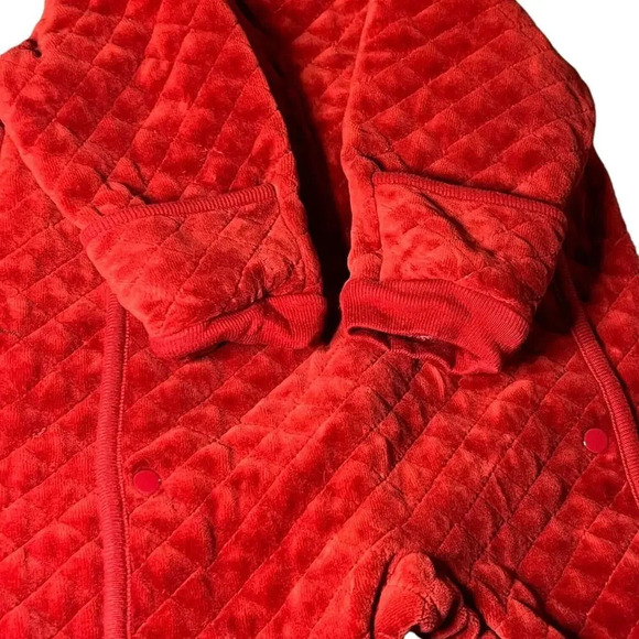 Nordstrom Baby‎ Quilted One Piece Bunting Velour Red Heart Bear Girl 12 Months - Picture 9 of 9